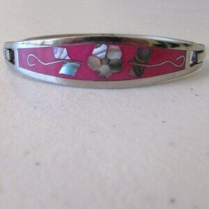 Alpaca Mexico Pink/White Abalone Mother of Pearl Floral Bracelet
